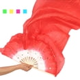 thumbnail image 1 of Yirtree 1.5m Long Dance Fan,Belly Dance Bamboo Fan,Yangko Fan Silk Fan,Square Dance Morning Practice Simulation Silk Fan Kung Fu Tai Chi Fan Stage Performance, 1 of 6