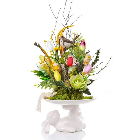 Yirtree 1 Bouquet 15 Heads Multicolor Tulips Artificial Flowers Faux Tulip Stems Real Feel PU Tulips for Easter Spring Wreath Wedding Bouquet Centerpiece Floral Arrangement Cemetery Table Décor