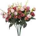 thumbnail image 1 of Yirtree 1 Bouquet 21 Heads Artificial Silk Fake Flowers Leaf Rose Wedding Floral Decor Bouquet, 1 of 8