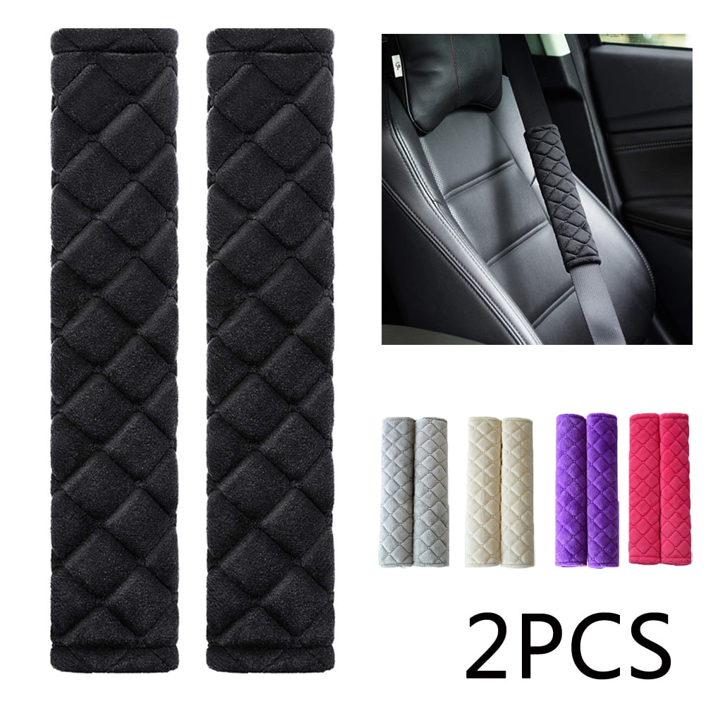 2pcs Universal Car Seat Belt Cover Pads Shoulder Seatbelt Pads Cover Faux  Leather Hole Black Orange 