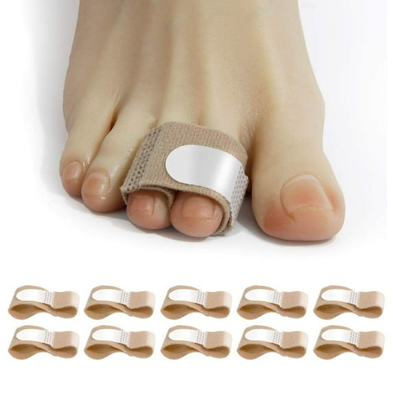 Yirtree 10 Pieces Broken Toe Wraps, Cushioned Bandages, Hammer Toe Separator Splints, Toe Straight, Hammer Toe Wrap, Cushioned Corrector, for Broken Toe, Hammer Toe