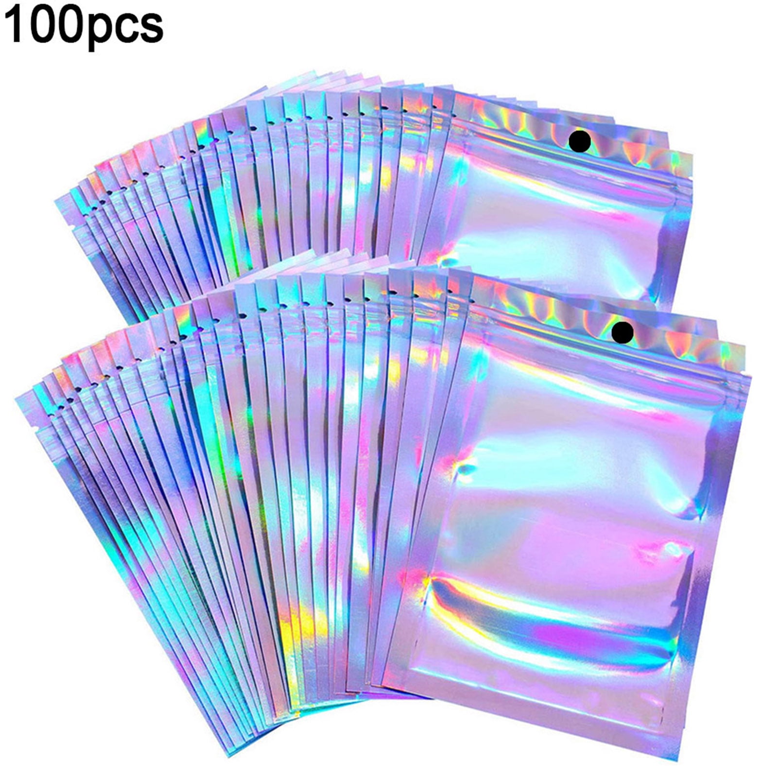 NATX 100pcs Clear PVC Transparent Zip Lock Jewelry Bag Small Size Dust Proof Airtight Pouch Plastic Zipper Self Seal Packing, Gold