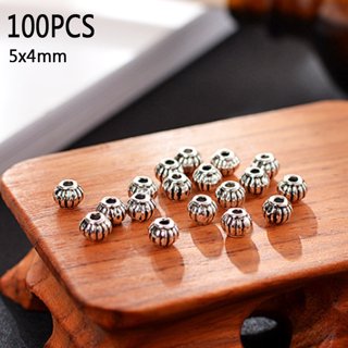 60pcs 8mm Round Spacers Beads Tibetan Alloy Metal Charms Beads Antique  Silver Metal Loose Spacer Beads for Bracelet Necklace Jewelry Making Hole