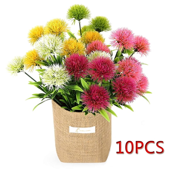 Yirtree 10Pcs Artificial Dandelion Flower Bouquets for Bride Single Stem Plastic Hydrangea Silk Flowers for Wedding Bouquets Centerpieces Arrangements Party Home Garden Decor