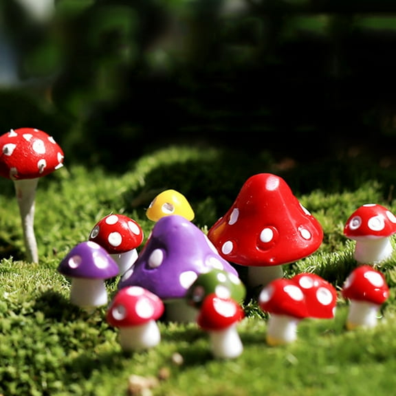 Yirtree 10pcs Mini PVC Mushrooms Miniature Figurines, Fairy Garden Accessories, Fairy Garden Animals, Fairy Garden Supplies, Micro Landscape - Plant Pots, Bonsai Craft Decor