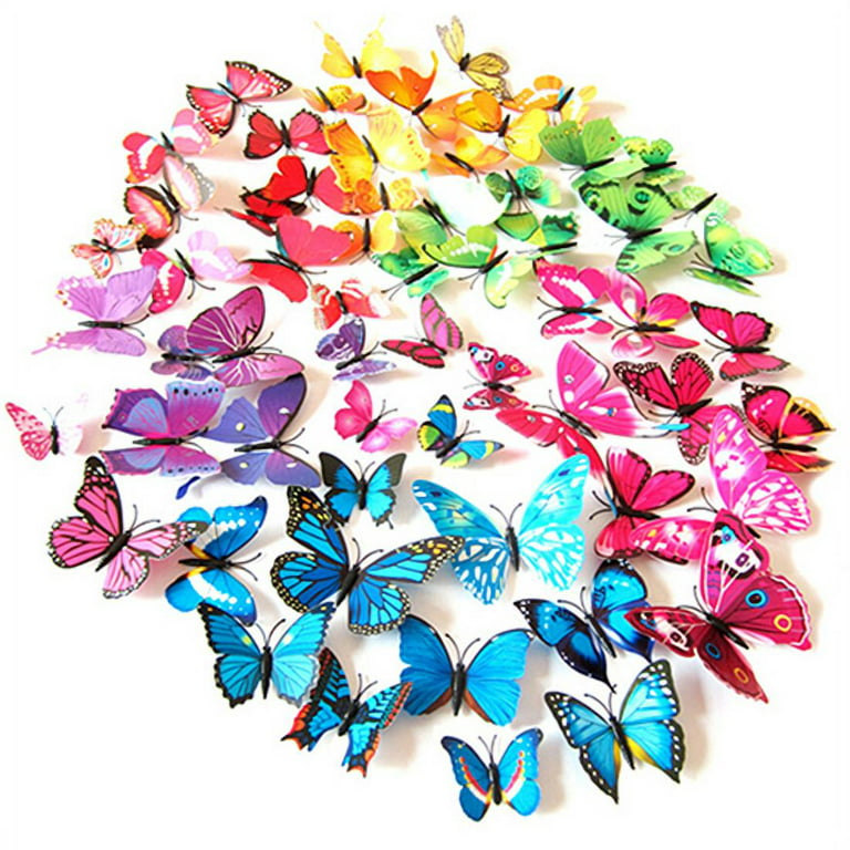 Yirtree 12PCS Vibrant Double Wings 3D Butterfly Wall Stickers Decals DIY  Art Crafts Decorations for Windows Refrigerator Boys Girls Bedroom  Classroom Bathroom Home Office Birthday Party 