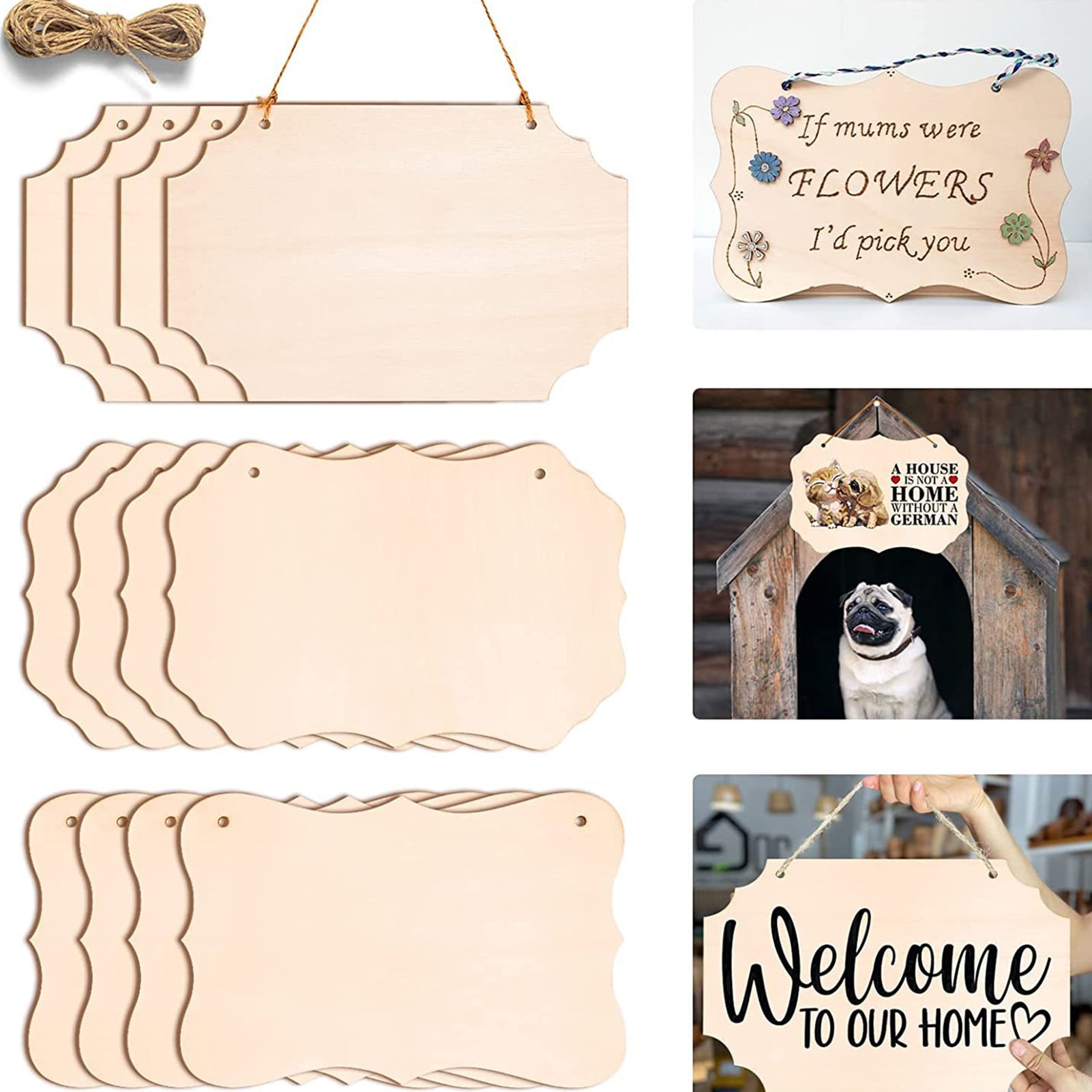 Unfinished Wood Plaques,Wooden Plaque Sheets Slices Signs for Home School  Art DIY Craft,Painting,Writing,Wedding Decoration 5.7x14x3