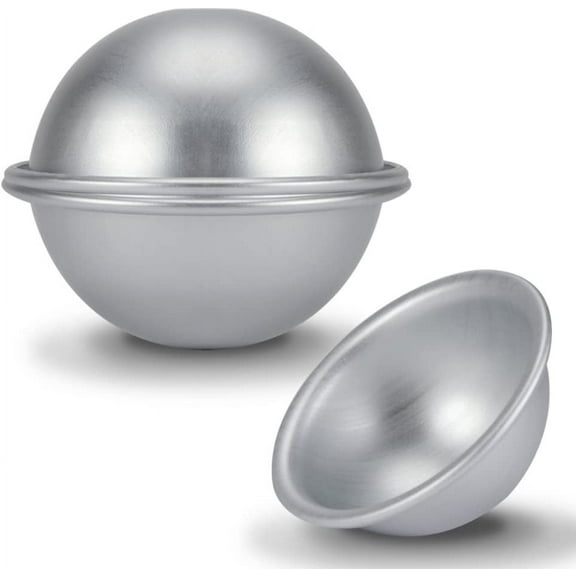 Yirtree 2 Pcs Mini Aluminum Hemisphere Ball Cake Pans Half Sphere Bath Bomb Baking Mold Pastry Mould