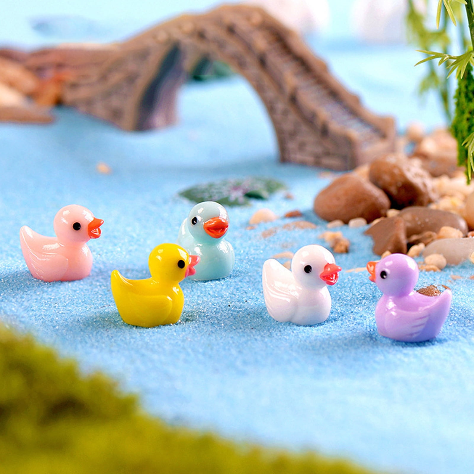 220 Pcs Mini Resin Ducks Tiny Ducks Miniature Duck Figures Small Ducks Micro Garden Landscape Aquarium Dollhouse Ornament Potted Plants Decoration