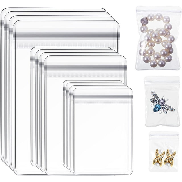 Yirtree 200Pcs Mini Self Seal Plastic Pack Zipper Lock Bags Clear PVC Antitarnish Jewelry Rings Earrings Packing Storage Pouch for Zip Transparent Anti Oxidation Lock Poly Pouch