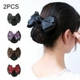 thumbnail image 1 of Yirtree 2PCS Bowknot Snood Net Barrette Hair Clip Bun Cover Hairnet Lace Bow Decor for Woman, Women Pro Bow Barrette Hair Clip Cover Bowknot Bun Snood Hairnet Hair Accessory, 1 of 7