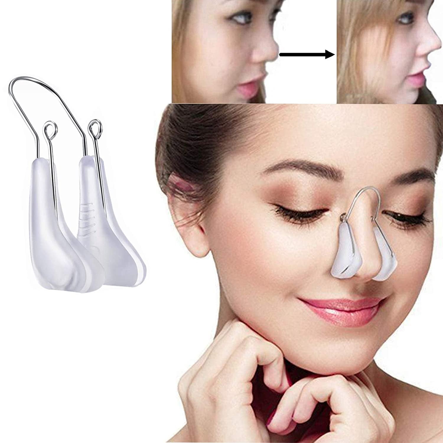 Yirtree 2PCS Nose Shaper Lifter Clip Nose Beauty Up Lifting Soft Safety  Silicone Rhinoplasty Nose Bridge Straightener Corrector Slimming Device for  Wide Crooked Nose Women Men Girls Ladies 