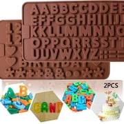Yirtree 2Pcs Letter Digital Silicone Mold Large Alphabet Chocolate Baking Mold Abc Resin Mold Cake Pan Handmade Soap Mold for Biscuit Ice Cube Tray DIY
