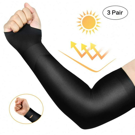Yirtree 3 Pairs UV Sun Protection Compression Arm Sleeves - Tattoo Cover Up - Cooling Athletic Sports Sleeve for Football, Golf & Volleyball Summer Outdoor Sport Cycling Breathable Sleeves