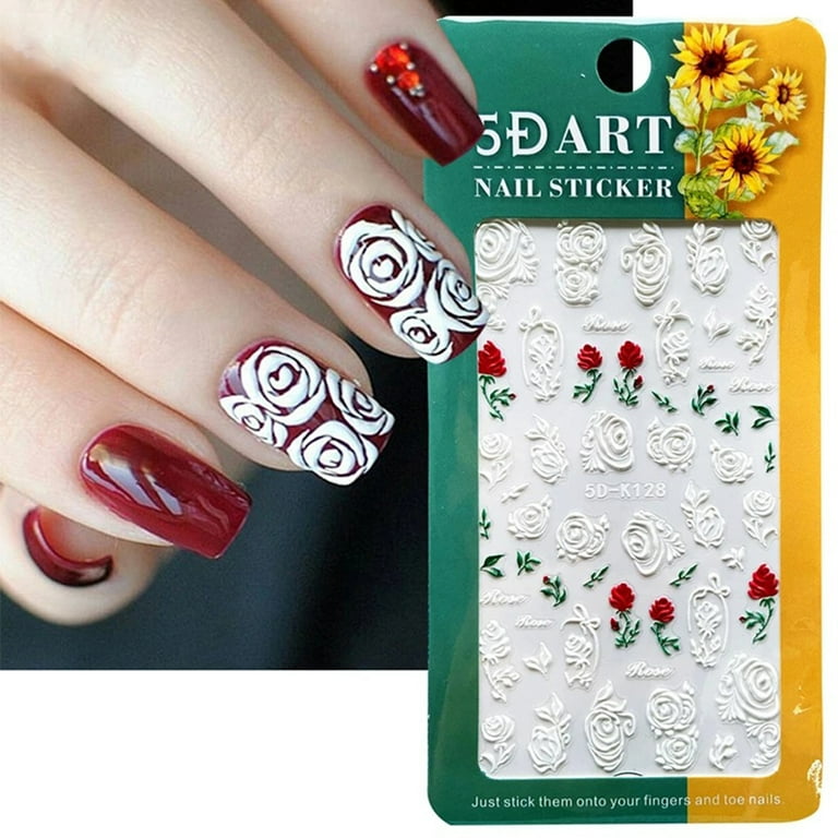 White Flower Nail Art Stickers | Best Flower Site