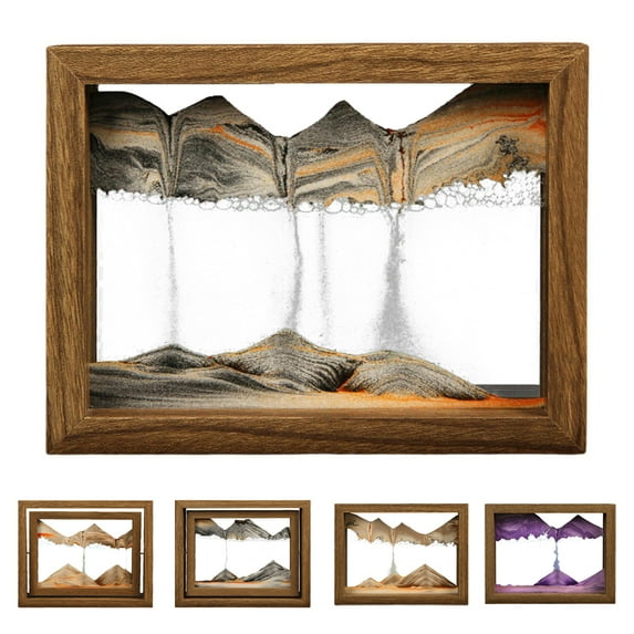 Yirtree 3D Dynamic Sand Art Liquid Motion, Moving Sand Art Picture Rectangle Glass 3D Deep Sea Sandscape in Motion Display Flowing Sand Frame Relaxing Desktop Home Decor