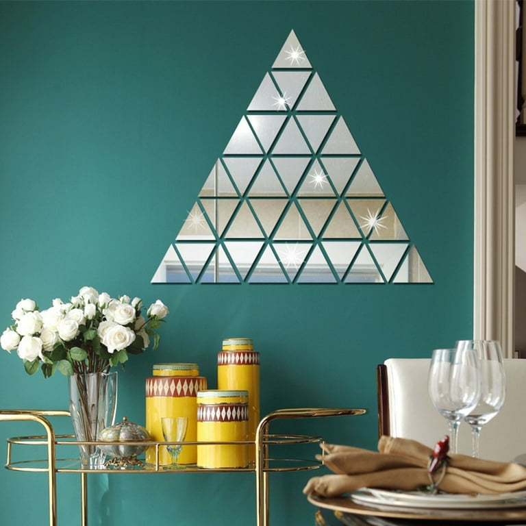 100 Pcs Peel and Stick Mirrors for Wall, Triangle Adhesive Mirror