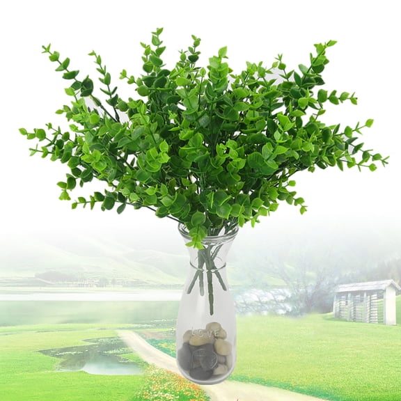 Yirtree 3pc Artificial Eucalyptus Greenery Stems Plants 14.17" Tall Fake Eucalyptus Leaves Spray Silver Dollar Eucalyptus Branches Plant for Home Garden Office Store Decoration