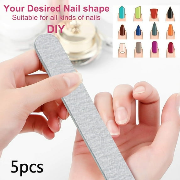 Yirtree 5 PCS Professional Reusable Double Sides Washable Nail File Manicure Tools for Poly Nail Extension Gel and Acrylic Nails Tools Suit for Home Salon