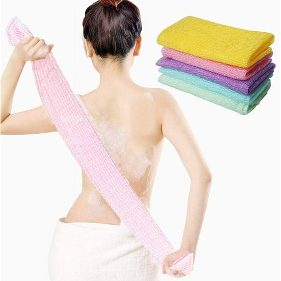Yirtree 5 Pieces Beauty Skin Bath Wash Towel Long Exfoliating Nylon Bath Cloth Towel Washcloth for Body 35 inches