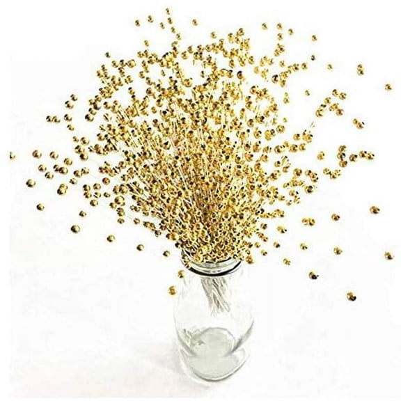 Yirtree 50 Stems Imitation Pearl Sticks Beaded String for Crafts Spray Beads Wire Stems DIY Accessories Christmas Garland Wedding Bridal Flower Bouquet Party Table Decor