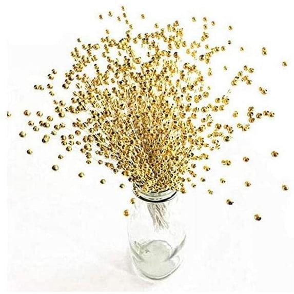 Yirtree 50 Stems Imitation Pearl Sticks Beaded String for Crafts Spray Beads Wire Stems DIY Accessories Christmas Garland Wedding Bridal Flower Bouquet Party Table Decor
