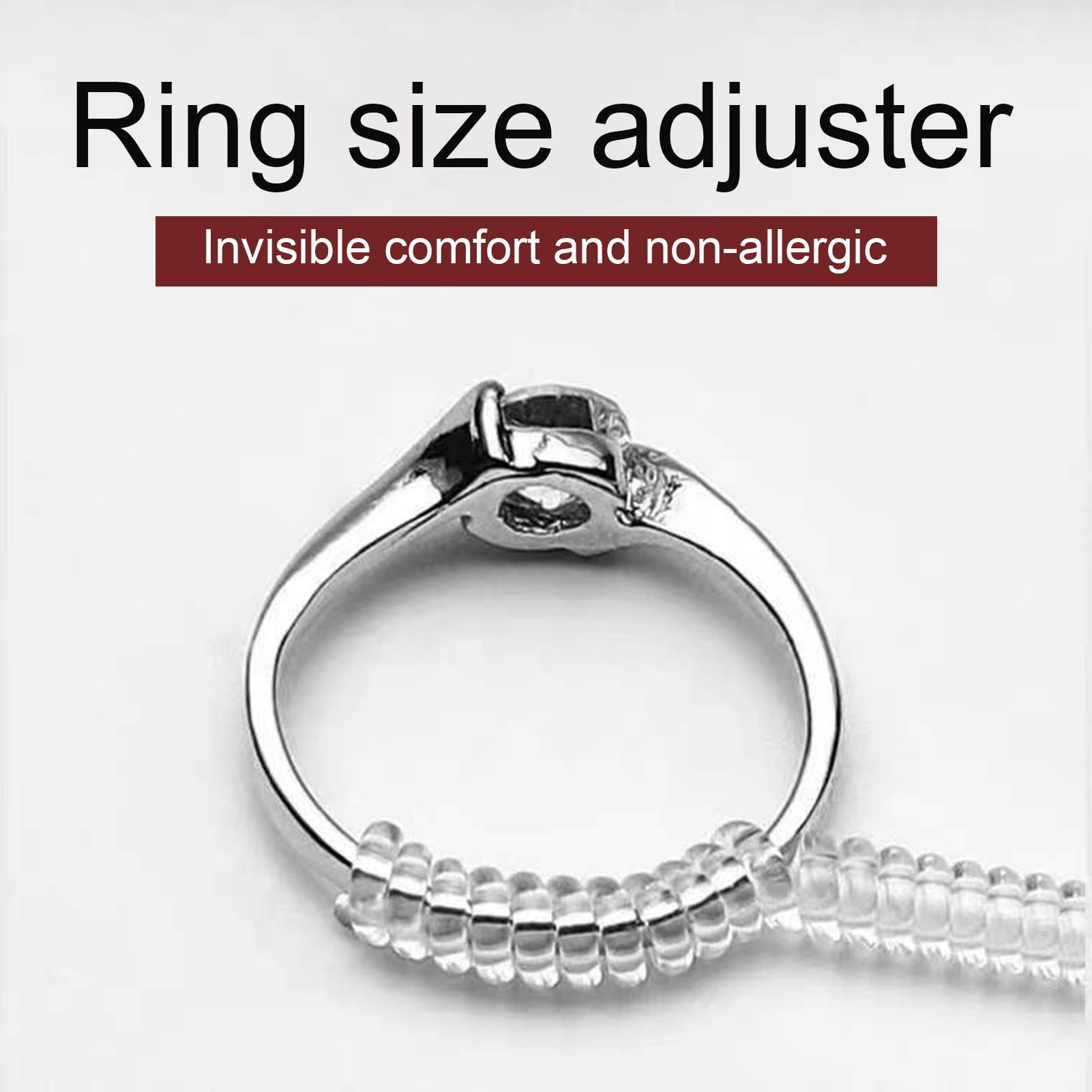 Yirtree 5Pcs Ring Rubber Size Adjuster for Loose Rings Invisible Ring Guard  for Women Clear Plastic Wide Thin Band Resizing Ring Resize Make Ring  Smaller 