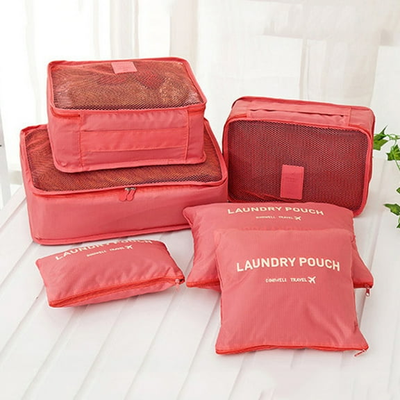 Yirtree 6Pcs Waterproof Travel Storage Bags Clothes Packing Cube Luggage Organizer Pouch Travel Waterproof Clothing Sorting Bag Packing Cube Luggage Organizer
