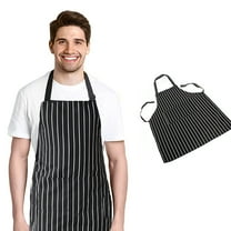 Yirtree Adjustable Bib Pinstripe Apron with 2 Pockets, Unisex Cooking Kitchen Aprons for Chef Couple BBQ Painting, Black
