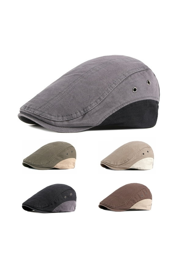 Adjustable Newsboy Hats for Men Retro Patchwork Breathable Flat Cap Mens Irish Cabbie Gatsby Flat Hat for Shopping