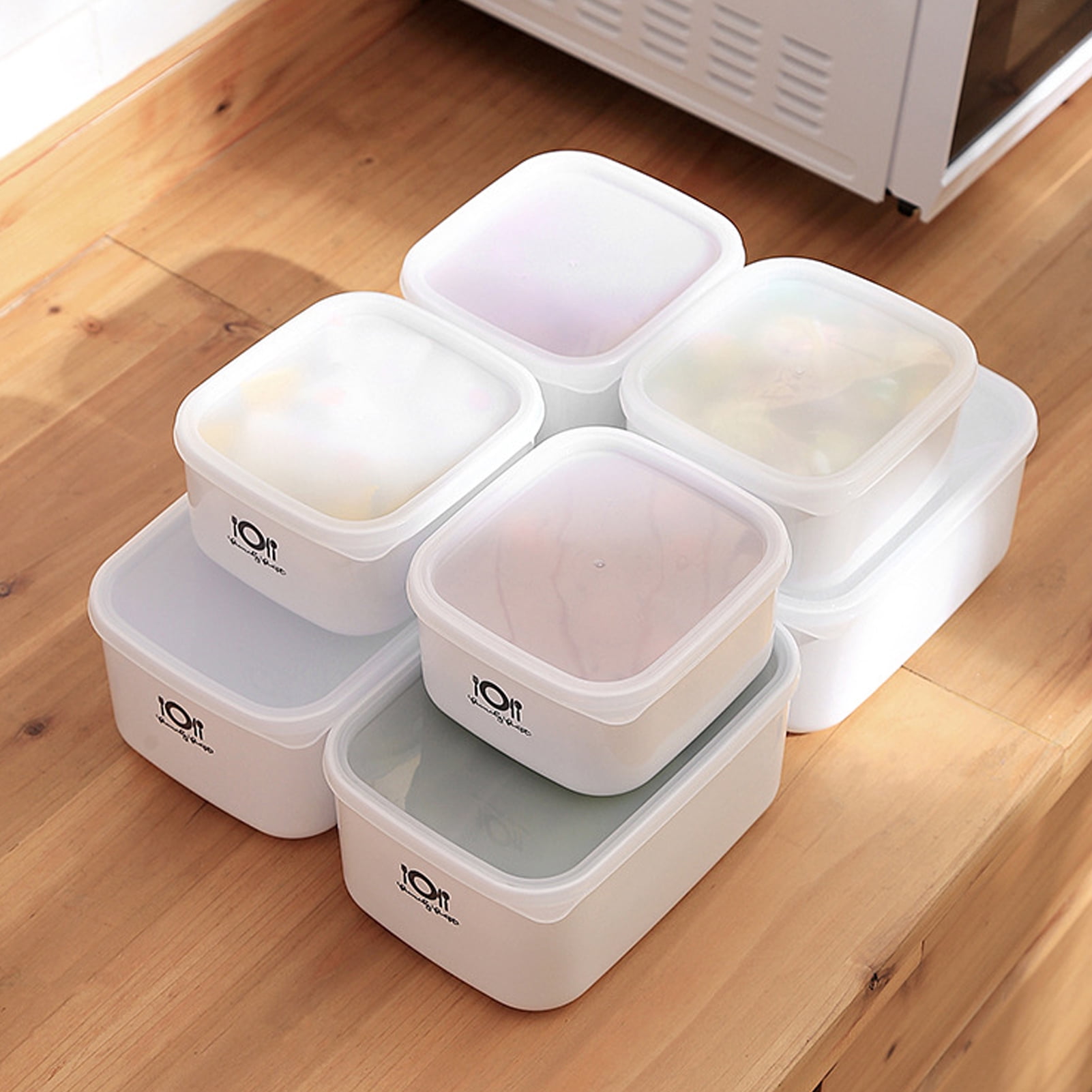 4pcs 200ml Mini Plastic Crisper Rectangular Food Container Kitchen Sealed Box for Refrigerator Microwave Oven (Random Color), Size: Small