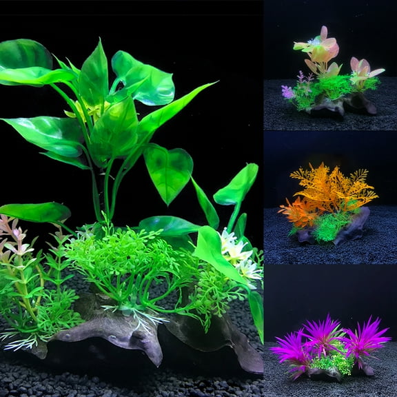 Yirtree Aquarium Plastic Leaf Plant, Fish Tank Decor Accessories & Supplies, Hiding Spot for Fish, Reptiles, Amphibians