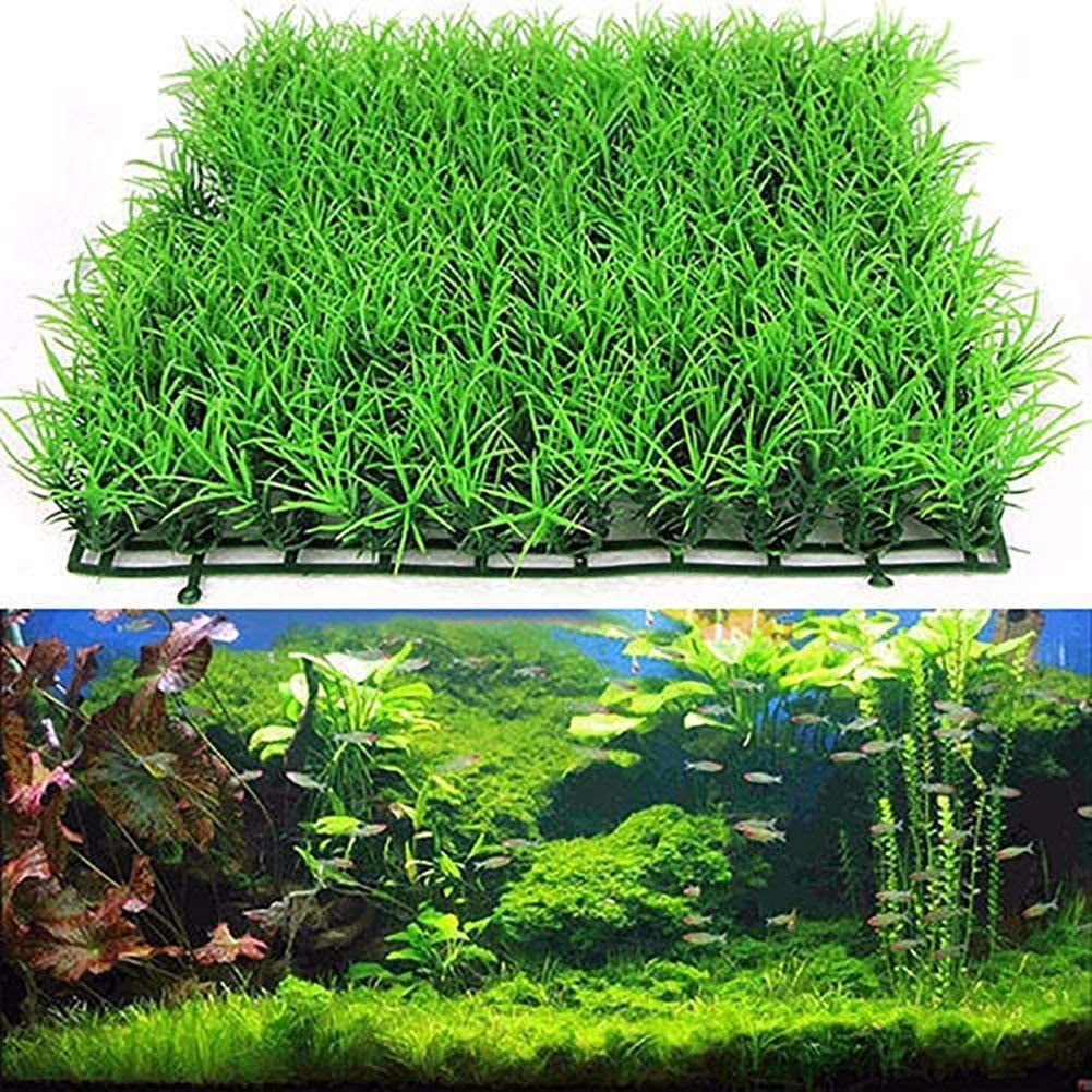 Yirtree Artificial Aquarium Ornament Aquatic Grass Lawn Turf /Underwater Plastic Green Plant for Home Office Saltwater Freshwater Tropical Fish Tank