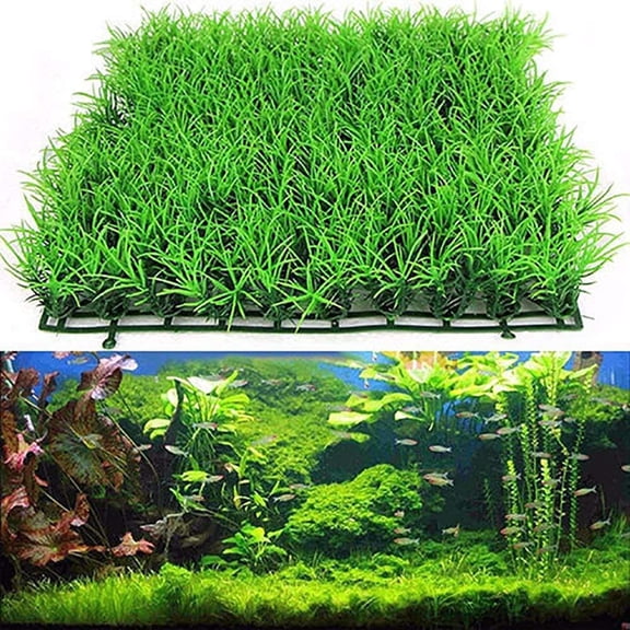 Yirtree Artificial Aquarium Ornament Aquatic Grass Lawn Turf /Underwater Plastic Green Plant for Home Office Saltwater Freshwater Tropical Fish Tank Decorations