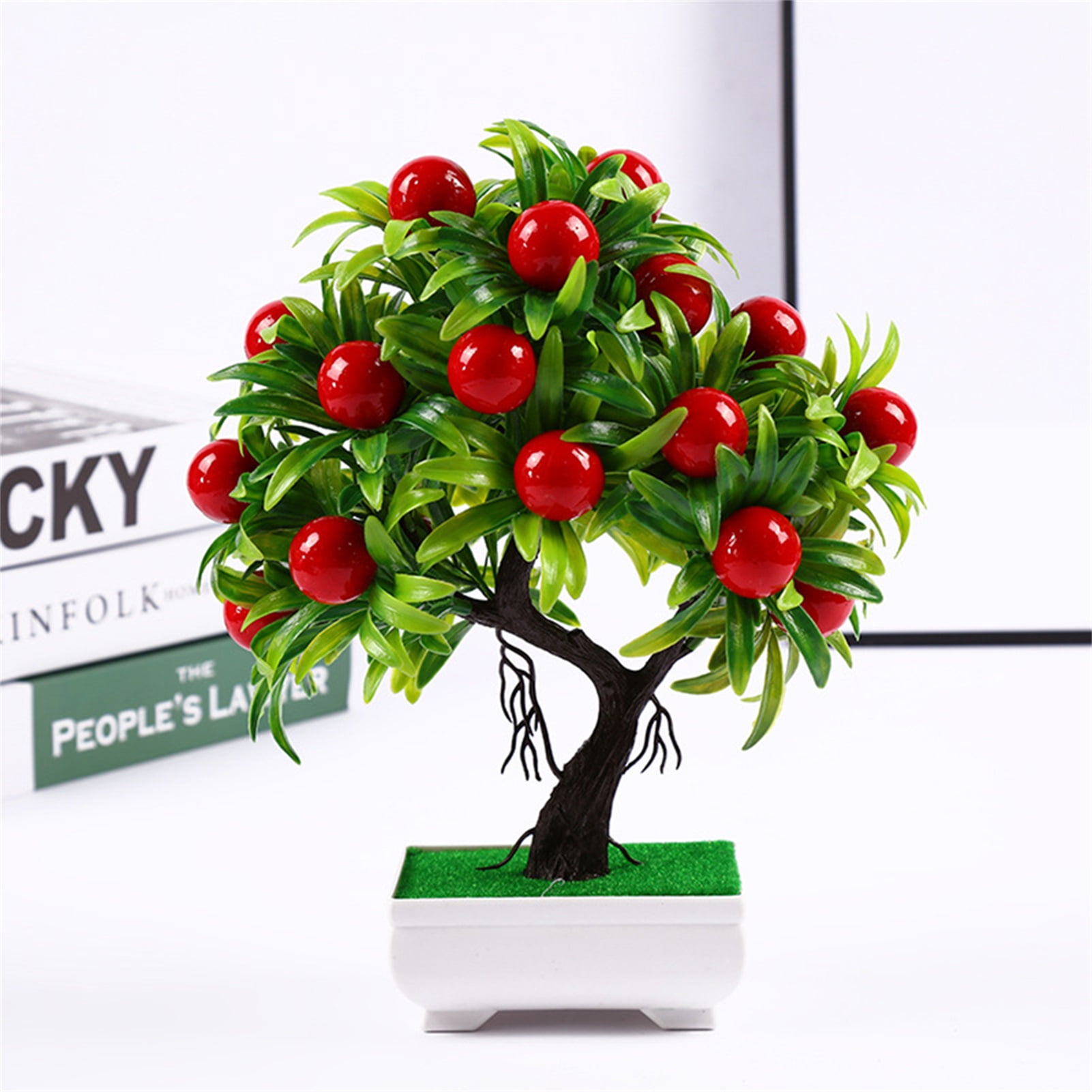 Yirtree Artificial Bonsai Fruit TreeFake Plant in Pot,Faux Bonsai