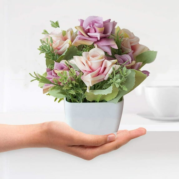 Yirtree Artificial Flowers with Vase Silky Artificial Bouquet Bonsai for Home Office Wedding Decoration, Table Centerpieces Arrangement, Windowsill Decor