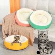 Yirtree Cat Bed Comfortable Non-slip Bottom Easy to Clean Fully Filling Soft Sleep And Rest PP Cotton Round Lamb Velvet Cat Nest for Living Room