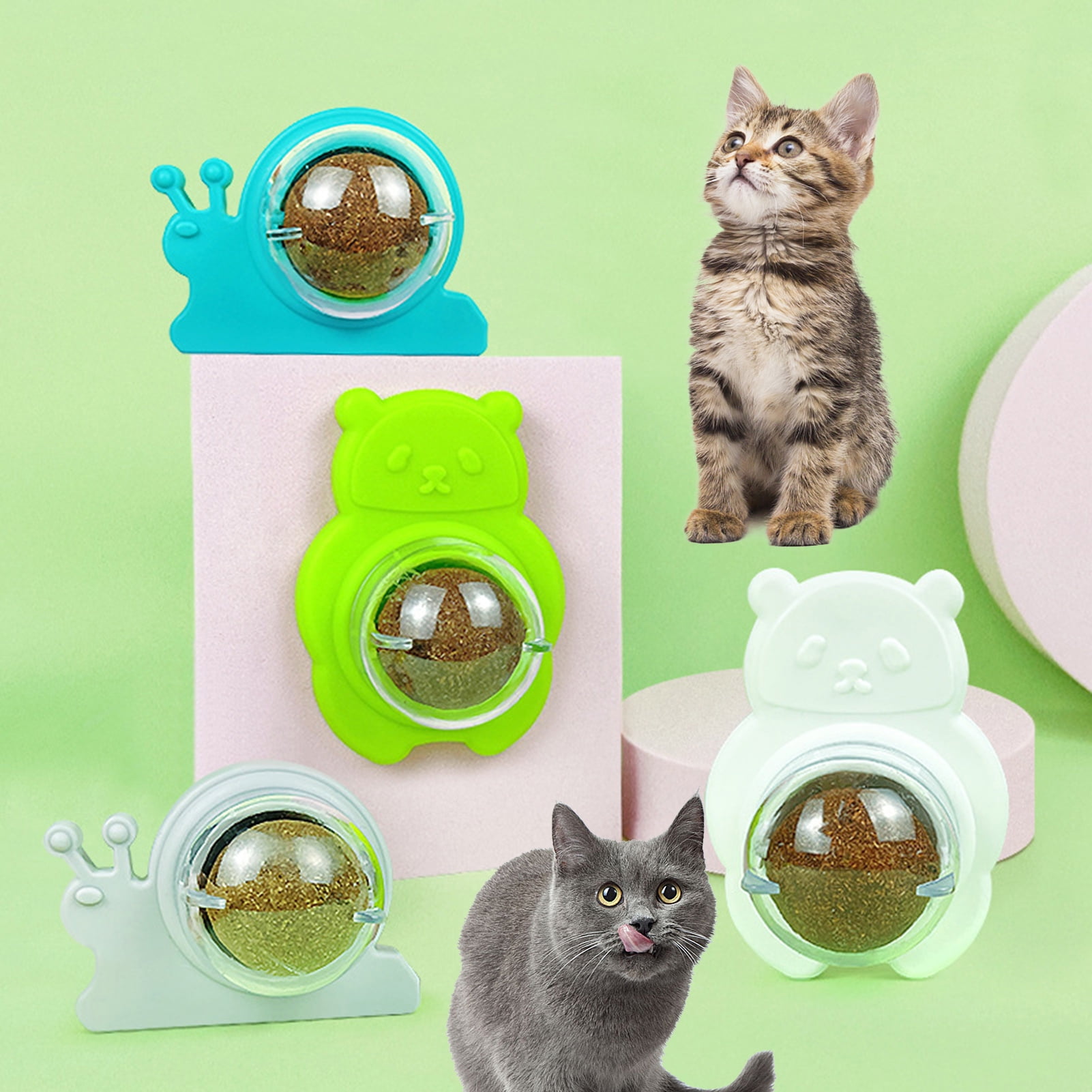 Yirtree Catnip Wall Ball Edible Cat Toys for Cat Lick Spherical Teeth ...