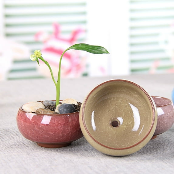 Yirtree Ceramic Flower Plant Pots , Modern Round Ceramic Succulent Planter Pots Flower Pot Delicate Practical Ceramic Compact Mini Simple Succulent Plant Planter for Home