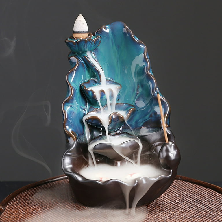 Yirtree Ceramic Incense Burner , Waterfall Backflow Incense Holder,  Aromatherapy Ornament, Zen Decor, Home Decor, Room Decor