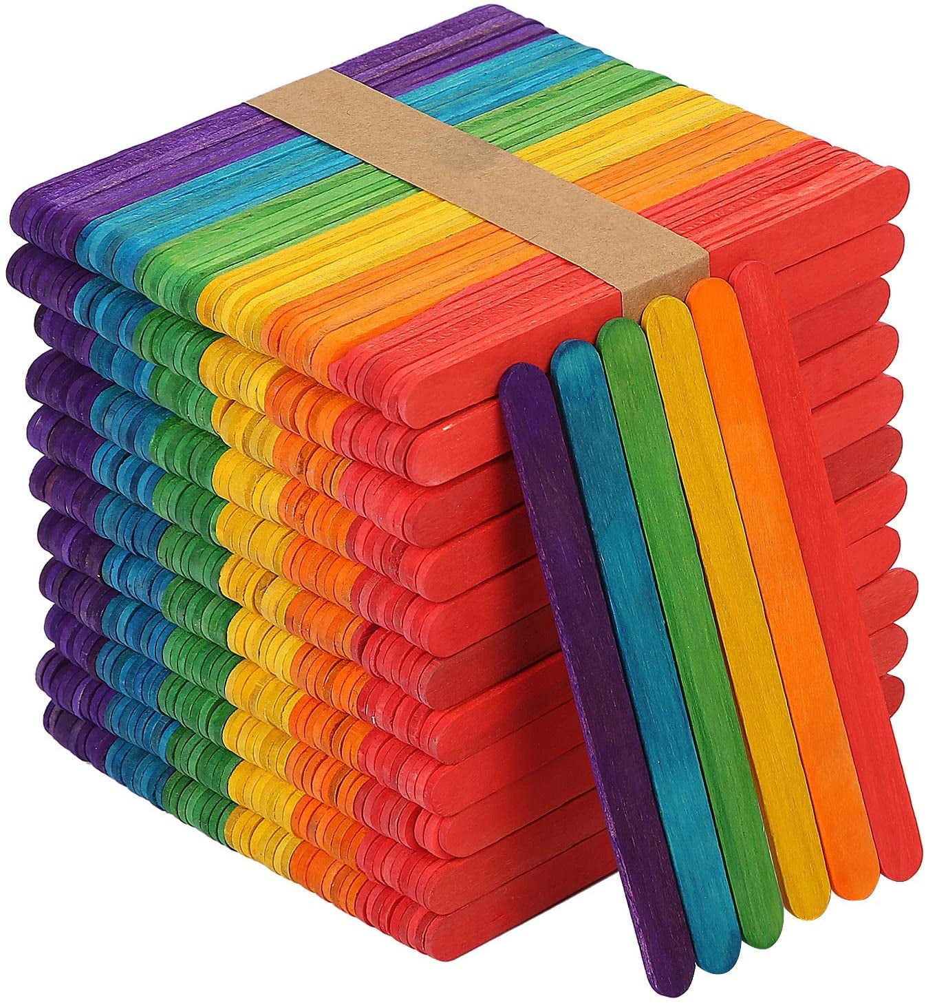 Yirtree Colored Popsicle Sticks, 50 Pack, 4.3 Inch, Colored Craft