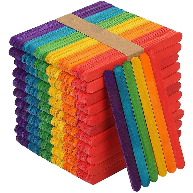 Yirtree Colored Popsicle Sticks, 50 Pack, 4.3 Inch, Colored Craft Sticks,  Colorful Popsicle Sticks, Rainbow Popsicle Sticks, Wooden Sticks for  Crafts