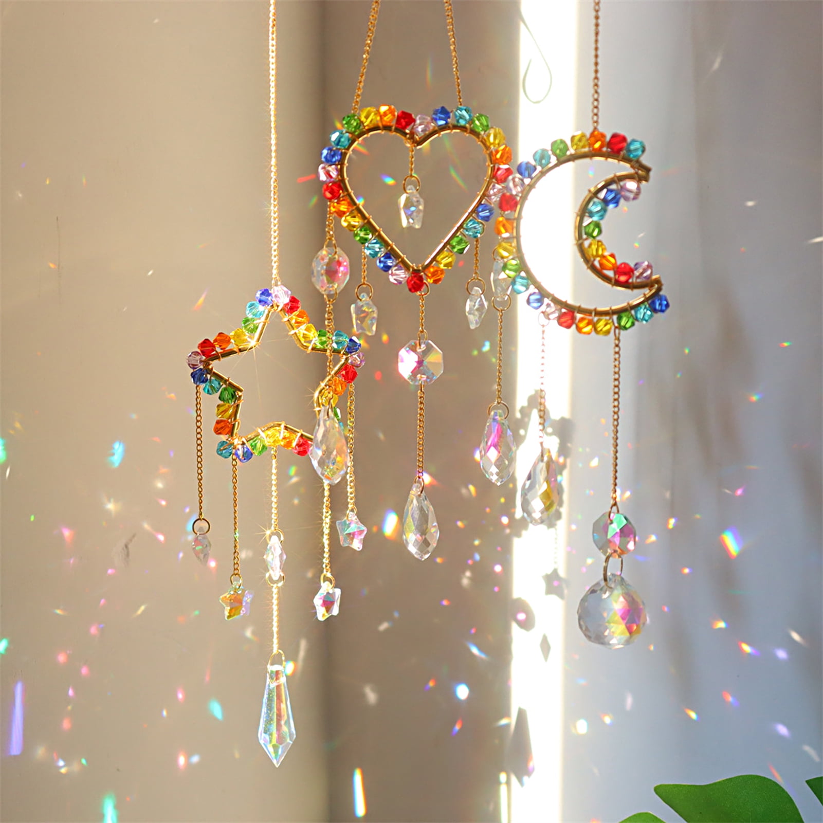 Crystal Suncatcher for Window, Cut Glass Beads, Rainbow Crystal Prism, Gift  Box, Gift for Mom, Garden Art, Mermaid Tail, Gift for Daughter 