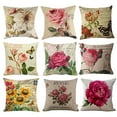 Yirtree Decorative Romantic Rose Flower Pillow Cover Vintage Shabby Chic Peach Pink Rose Floral
