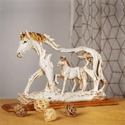 Yirtree Desktop Figurine Delicate Workmanship Gorgeous Artwork Micro Decor Standing Galloping Horse Resin Statue for Home