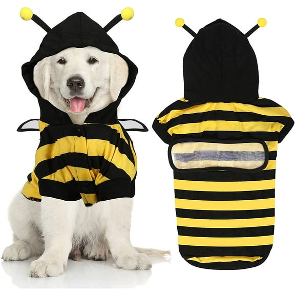 Yirtree Dog Hoodies Pet Bee Clothes Outfit Cat Warm Winter Sweater Coat Pullover Clothing Doggie Hooded Sweatshirts Puppy Apparel Cold Weather Costume
