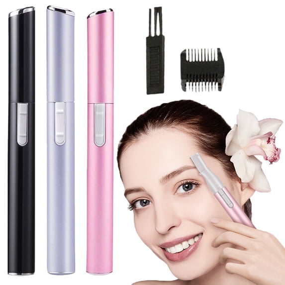Yirtree Electric Eyebrow Trimmer Women Precision Face Razors Mini Shaver Battery Operated Small Face Hair Remover with Comb Personal Epilator