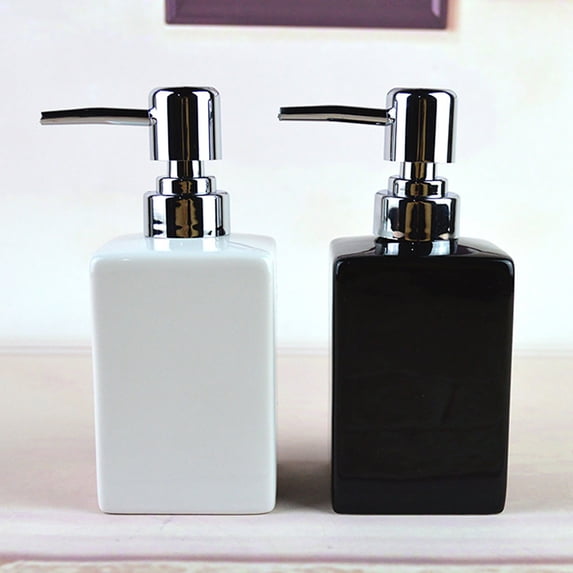 Yirtree Empty Ceramic Pump Bottles, Environmentally Friendly Refillable Lotion Soap Dispenser Liquid Container for Kitchen or Bathroom Soaps Shampoo and Body Wash