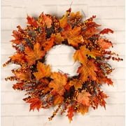 Yirtree Fall Wreath, Artificial Fall Wreaths for Front Door Outside, Autumn Wreath Harvest Fall Door Wreath Thanksgiving Wreath for Home/Indoor/Outdoor