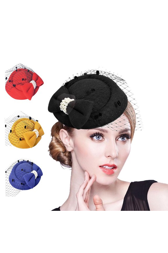 Fascinators Hats 20s 50s Hat Pillbox Hat Cocktail Tea Party Headwear with Veil Hairpin Lightweight Comfortable Polyester Fiber Mesh Bowknot Hair Clip for Daily Life Shopping Travel